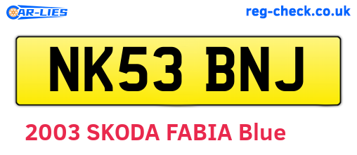 NK53BNJ are the vehicle registration plates.