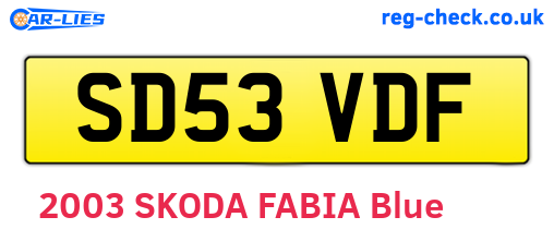 SD53VDF are the vehicle registration plates.
