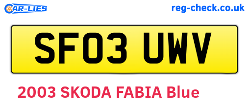 SF03UWV are the vehicle registration plates.
