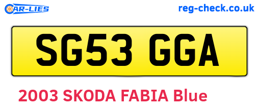 SG53GGA are the vehicle registration plates.
