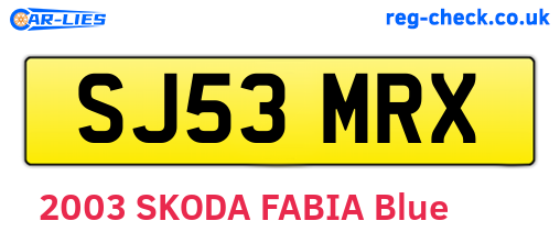SJ53MRX are the vehicle registration plates.