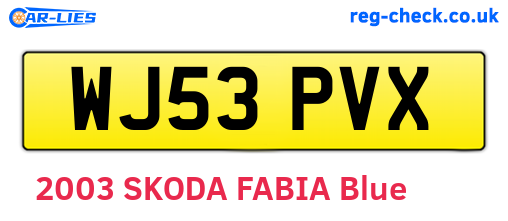 WJ53PVX are the vehicle registration plates.