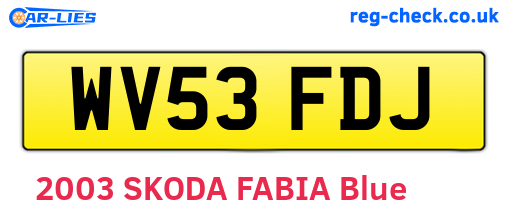 WV53FDJ are the vehicle registration plates.