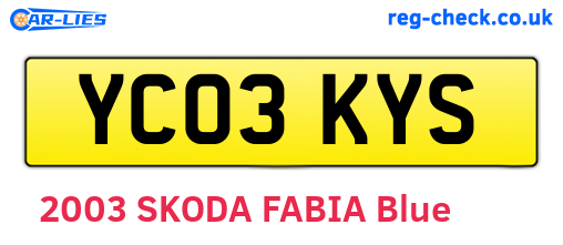 YC03KYS are the vehicle registration plates.