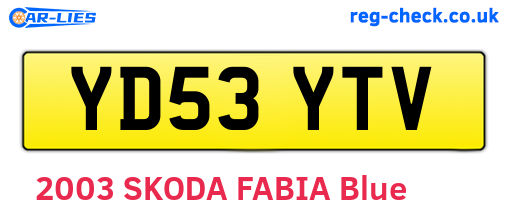 YD53YTV are the vehicle registration plates.