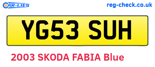YG53SUH are the vehicle registration plates.