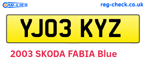 YJ03KYZ are the vehicle registration plates.