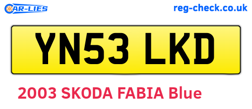 YN53LKD are the vehicle registration plates.