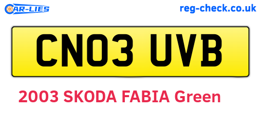 CN03UVB are the vehicle registration plates.