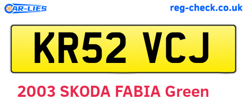 KR52VCJ are the vehicle registration plates.