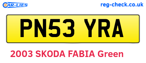 PN53YRA are the vehicle registration plates.