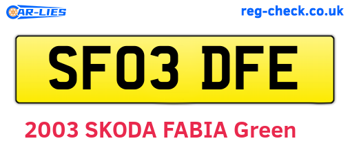 SF03DFE are the vehicle registration plates.