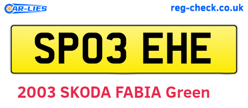 SP03EHE are the vehicle registration plates.