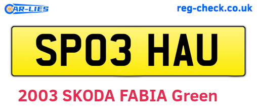 SP03HAU are the vehicle registration plates.