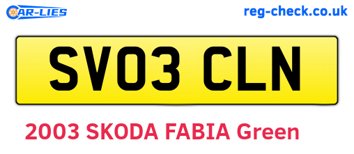 SV03CLN are the vehicle registration plates.