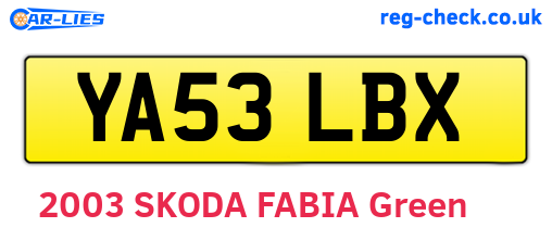 YA53LBX are the vehicle registration plates.