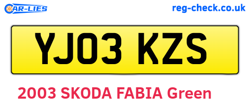 YJ03KZS are the vehicle registration plates.