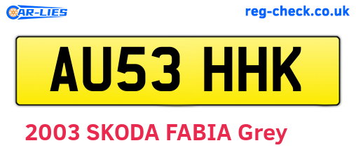 AU53HHK are the vehicle registration plates.