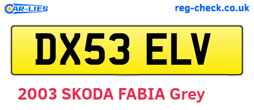 DX53ELV are the vehicle registration plates.