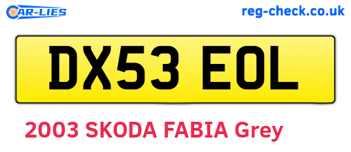 DX53EOL are the vehicle registration plates.