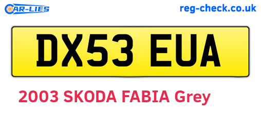 DX53EUA are the vehicle registration plates.