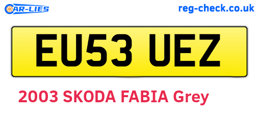 EU53UEZ are the vehicle registration plates.