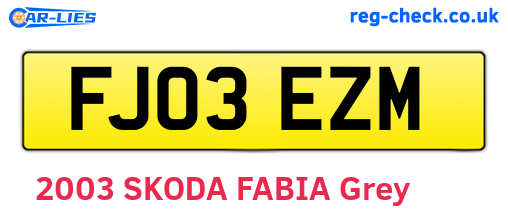 FJ03EZM are the vehicle registration plates.