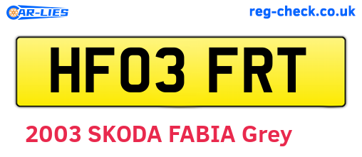 HF03FRT are the vehicle registration plates.