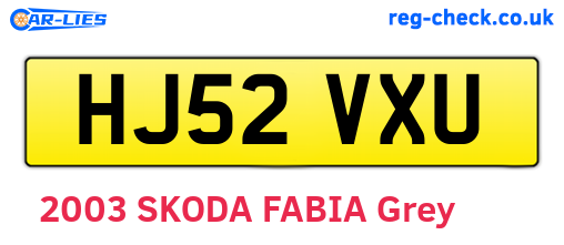 HJ52VXU are the vehicle registration plates.