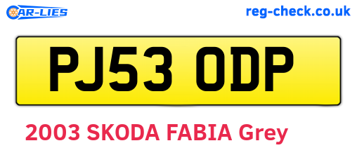 PJ53ODP are the vehicle registration plates.
