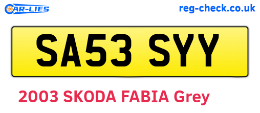 SA53SYY are the vehicle registration plates.