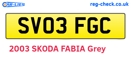 SV03FGC are the vehicle registration plates.