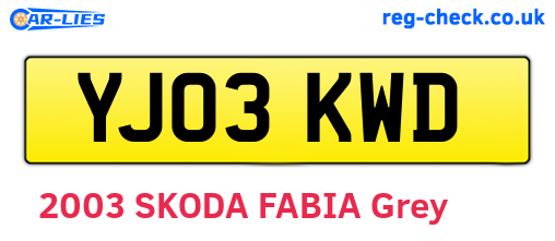 YJ03KWD are the vehicle registration plates.