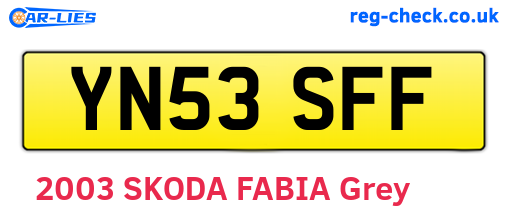 YN53SFF are the vehicle registration plates.