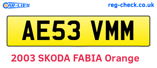 AE53VMM are the vehicle registration plates.