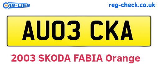 AU03CKA are the vehicle registration plates.
