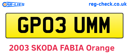 GP03UMM are the vehicle registration plates.