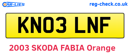 KN03LNF are the vehicle registration plates.