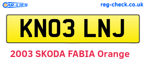 KN03LNJ are the vehicle registration plates.