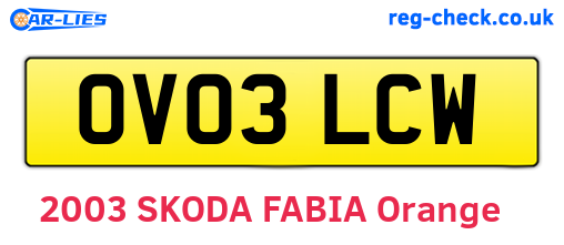 OV03LCW are the vehicle registration plates.