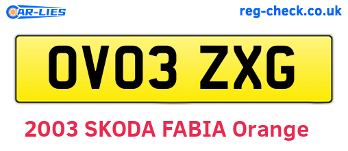 OV03ZXG are the vehicle registration plates.
