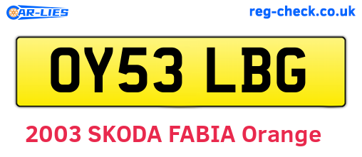 OY53LBG are the vehicle registration plates.
