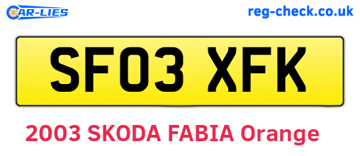 SF03XFK are the vehicle registration plates.
