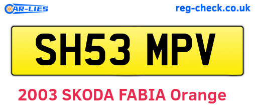 SH53MPV are the vehicle registration plates.