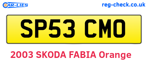 SP53CMO are the vehicle registration plates.