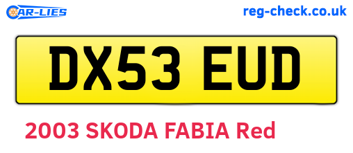 DX53EUD are the vehicle registration plates.