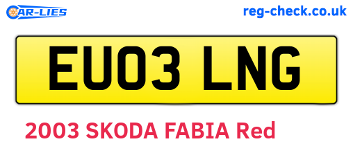 EU03LNG are the vehicle registration plates.