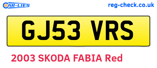 GJ53VRS are the vehicle registration plates.