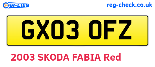 GX03OFZ are the vehicle registration plates.