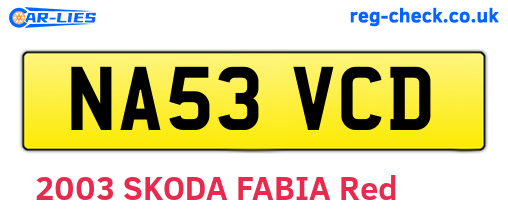 NA53VCD are the vehicle registration plates.